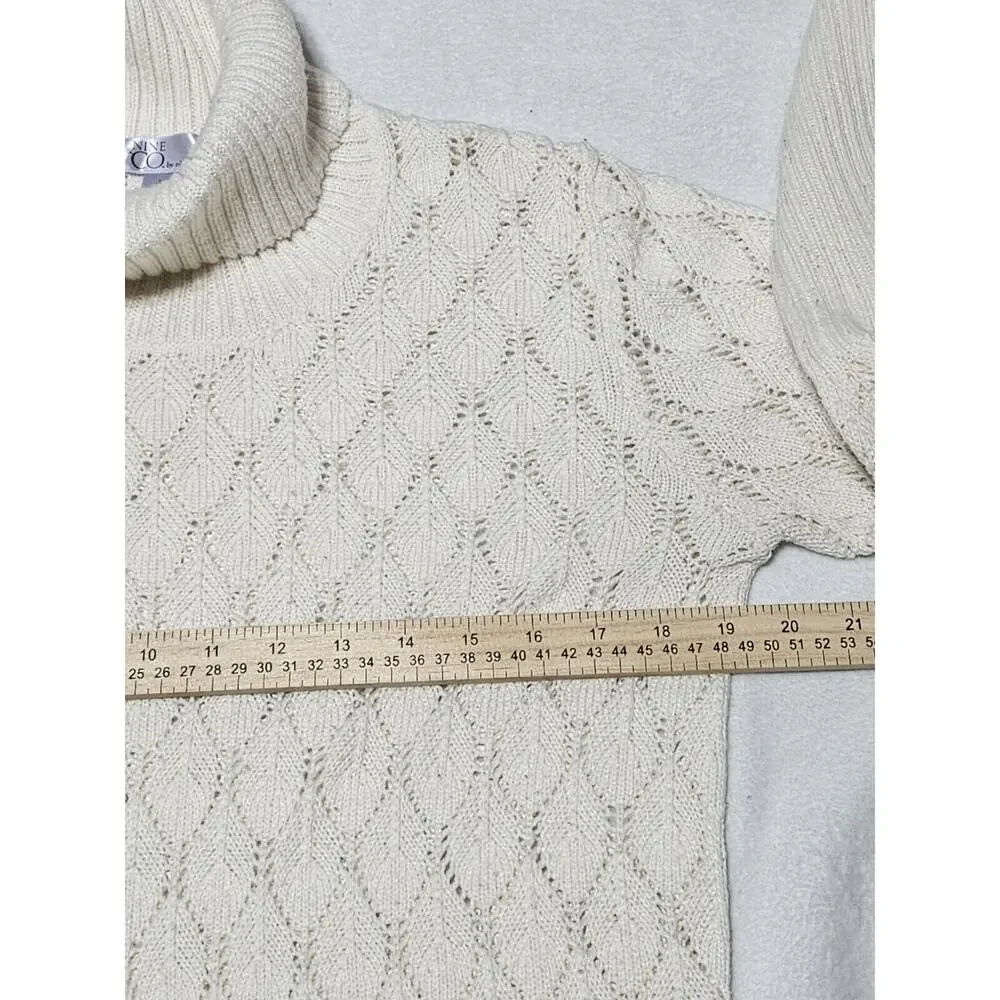 NINE & CO. BY NINE WEST 100% Acrylic Pullover Sweater White Crochet Sze Large - Picture 5 of 7